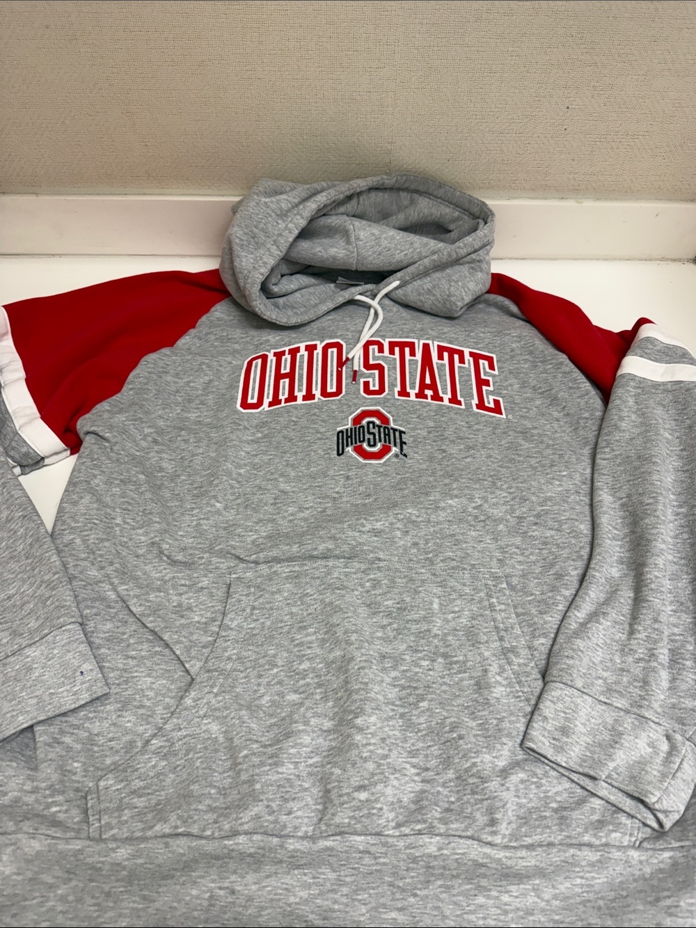 Ohio State Men's Gray and Red Hooded Sweatshirt